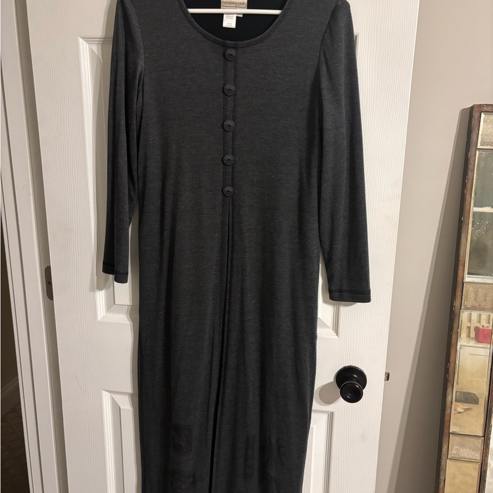 NWOT Coldwater Creek Charcoal Long Sleeve Maxi Dress